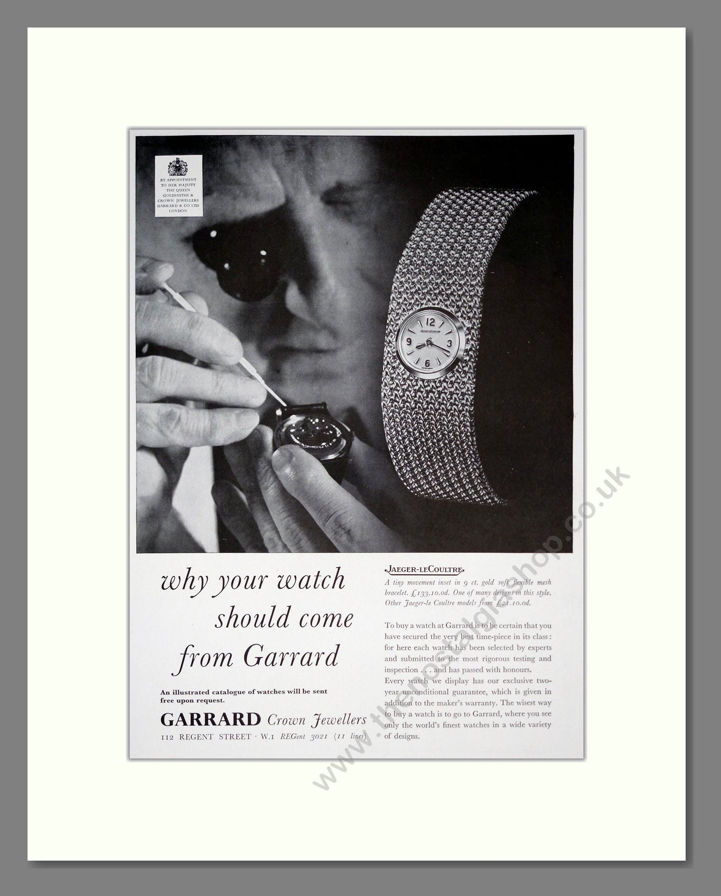 Jaeger LeCoultre - At Garrards. Vintage Advert 1961 (ref AD303569)