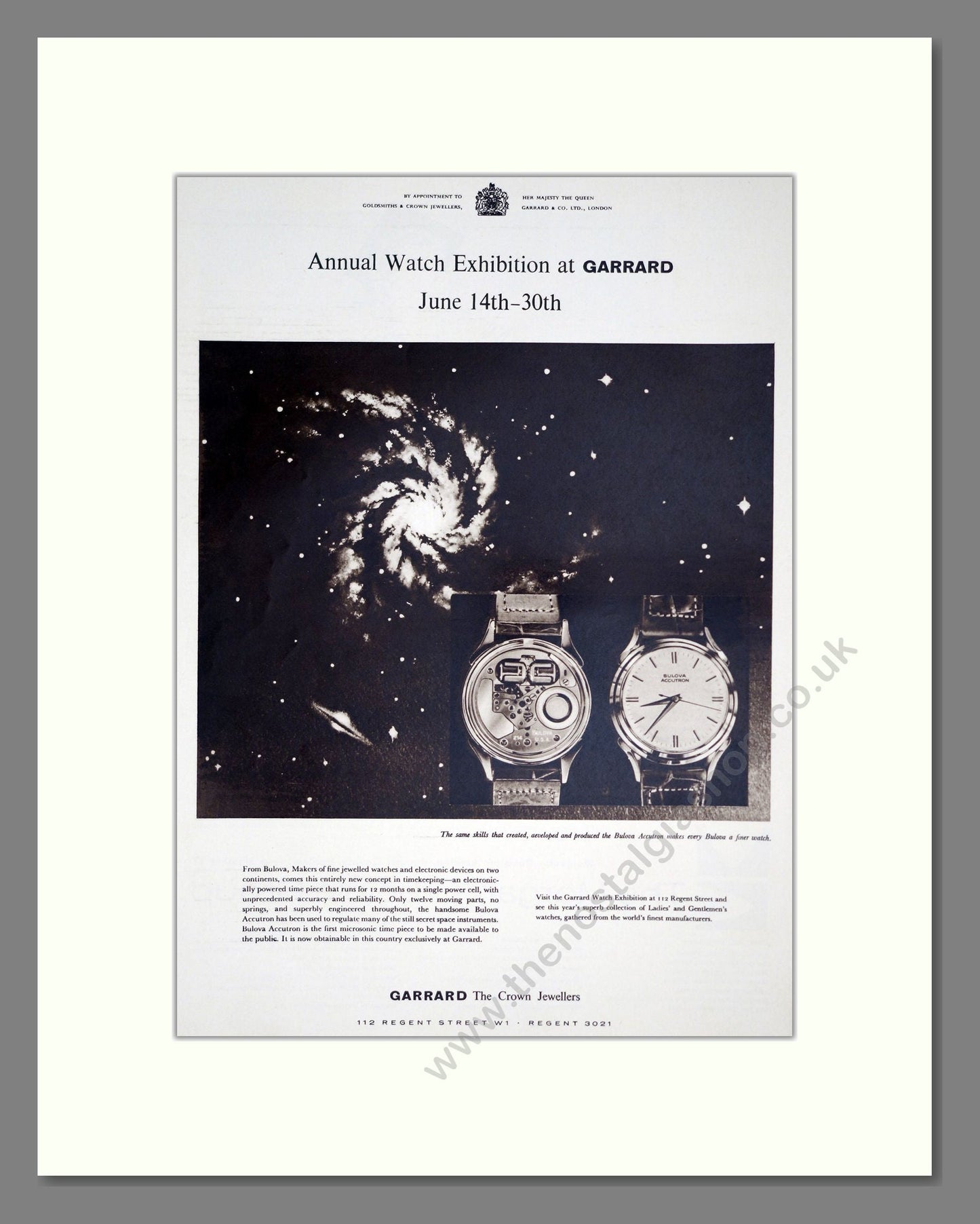 Garrard - Annual Watch Exhibition. Vintage Advert 1962 (ref AD303570)