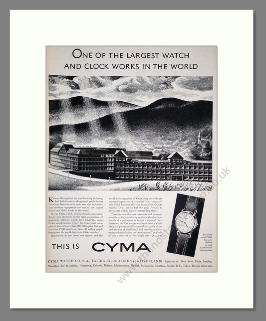 Cyma - Automatic Watches. Vintage Advert 1950 (ref AD303572)