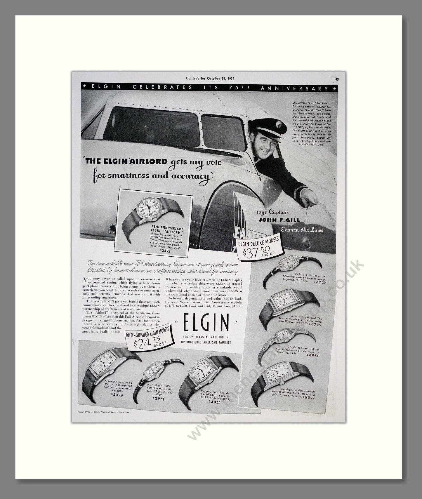 Elgin - Air Lord. Vintage Advert 1939 (ref AD303576)