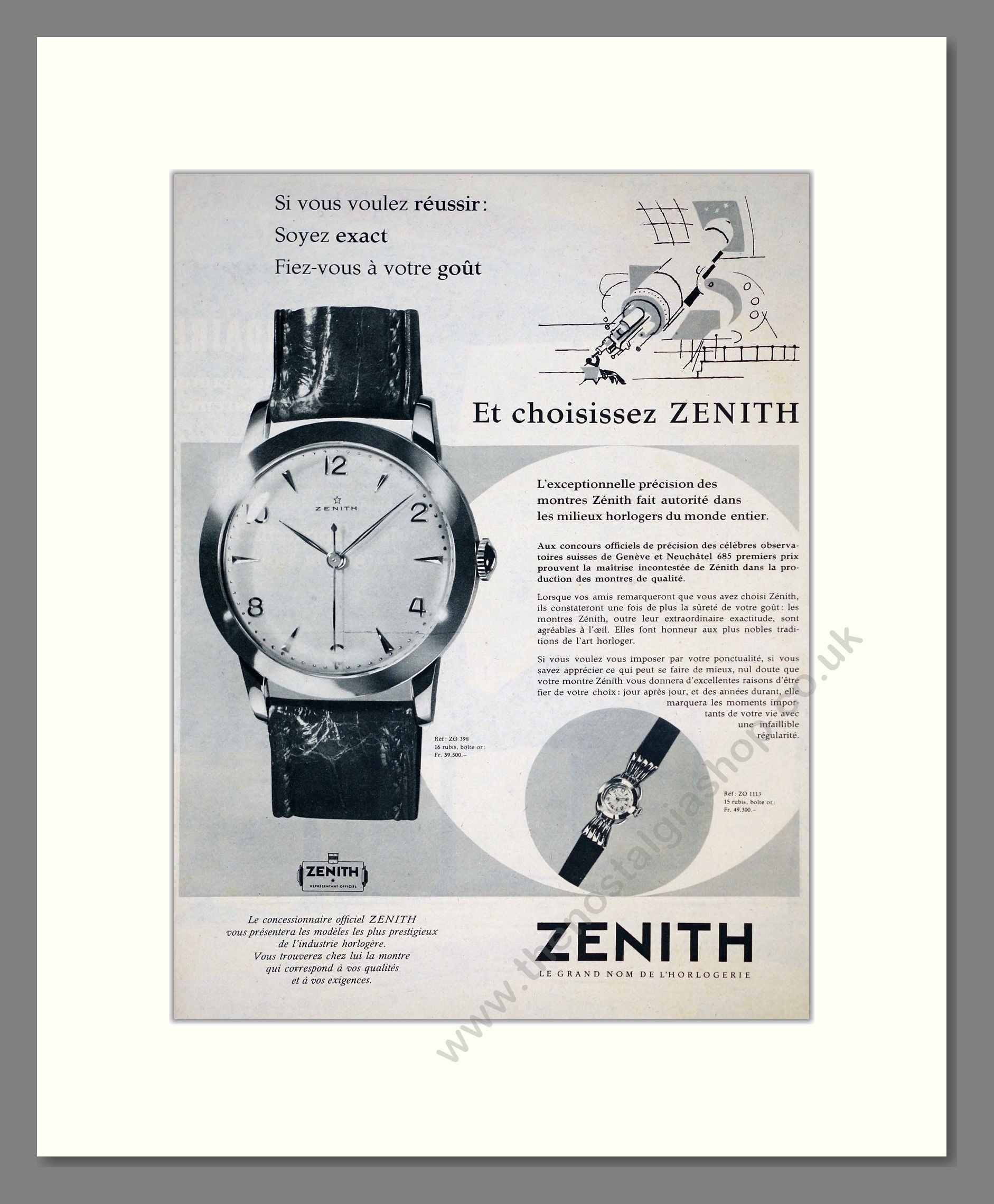 Zenith - French Advert. Vintage Advert 1957 (ref AD303578)