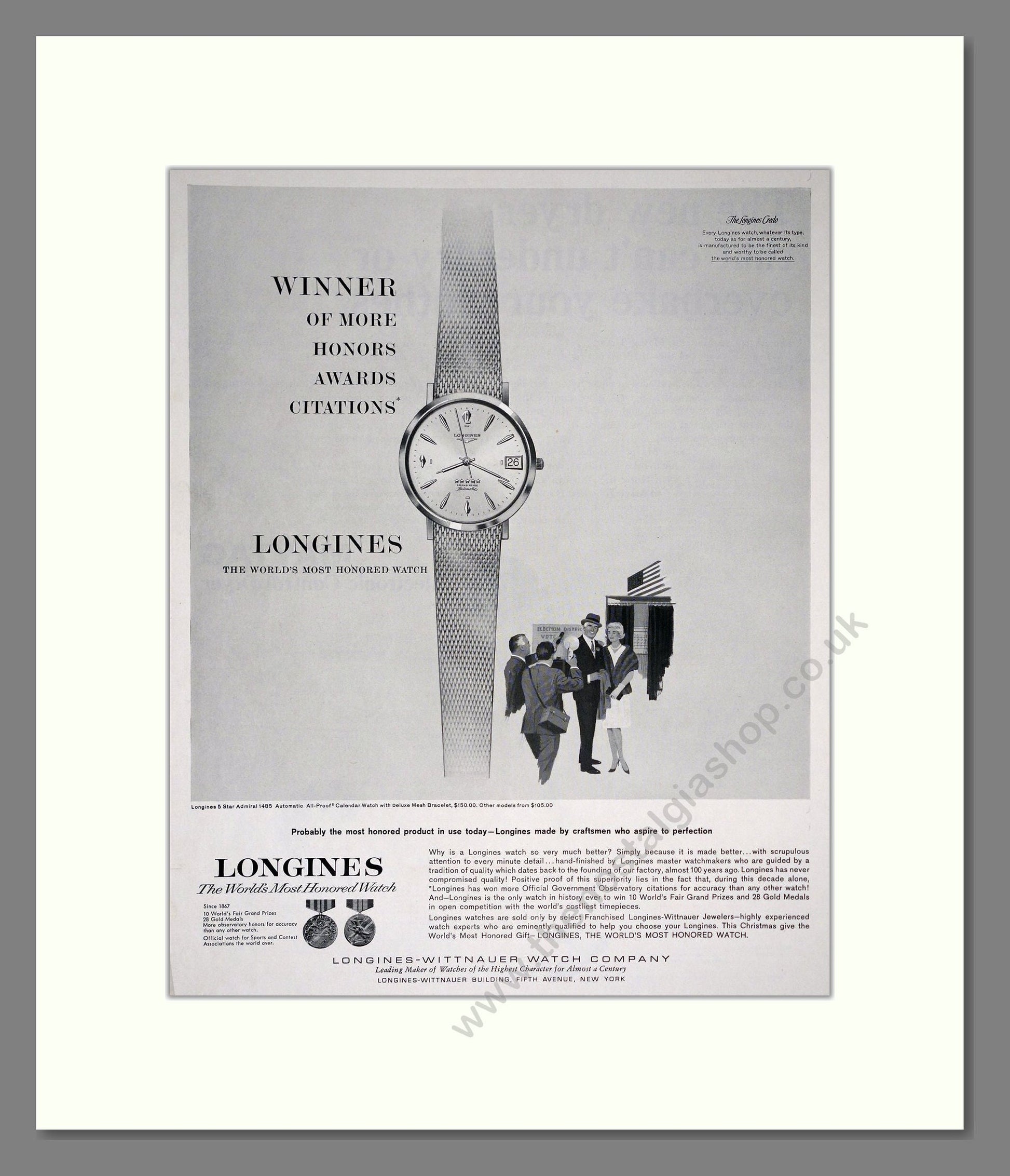 Longines - World's Most Honored Watch. Vintage Advert 1964 (ref AD303580)