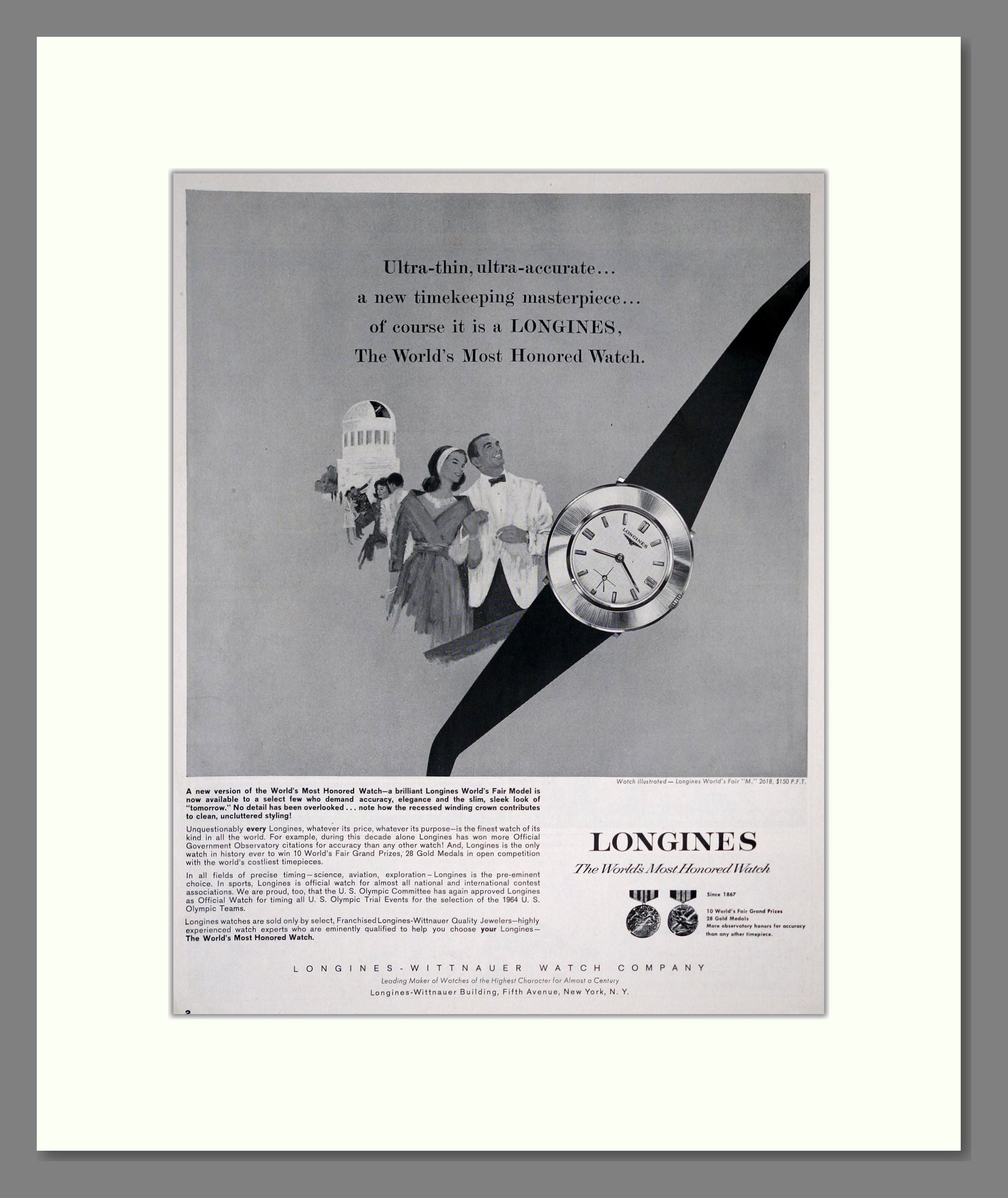 Longines - World's Most Honored Watch. Vintage Advert 1964 (ref AD303581)