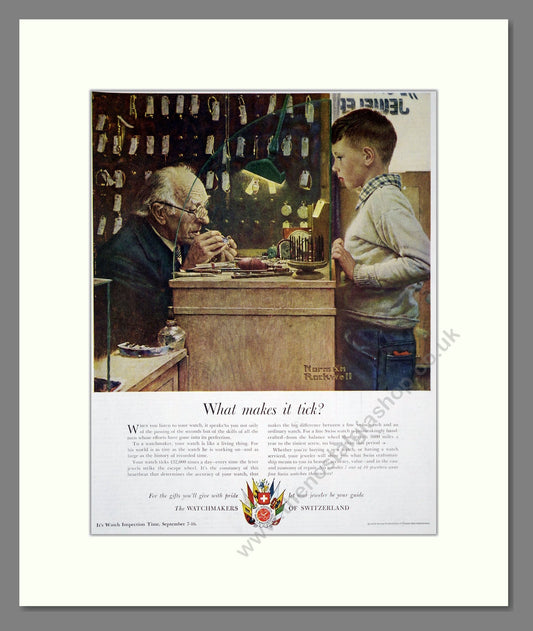 Watchmakers Of Switzerland - What Makes It Tick?. Vintage Advert 1950 (ref AD303589)