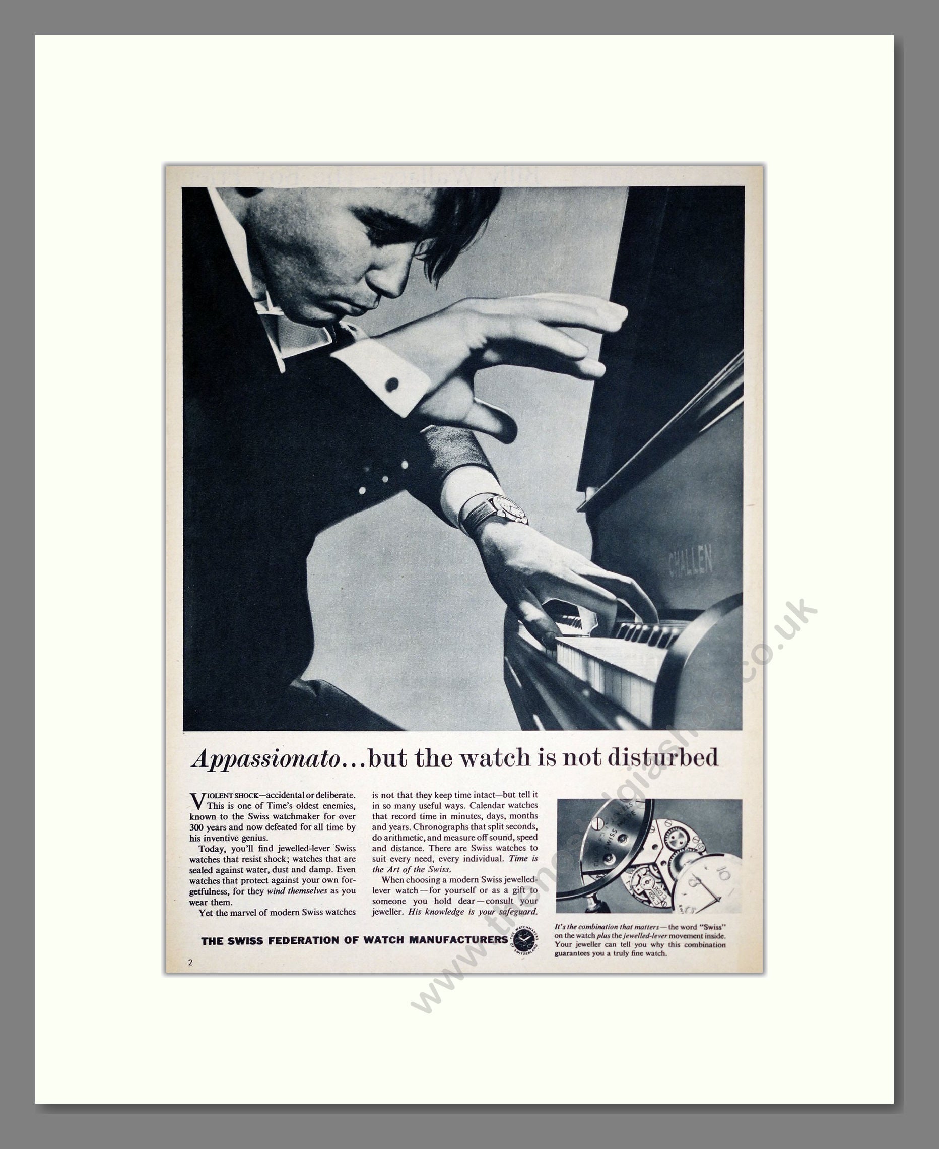 Swiss Federation Of Watch Manufacturers - Shock Resistance. Vintage Advert 1958 (ref AD303590)