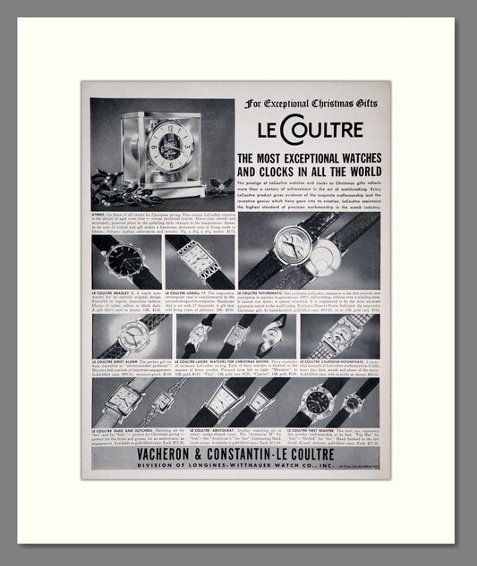 Vacheron & Constantin Le Coultre - Various Watches. Vintage Advert 1951 (ref AD303595)