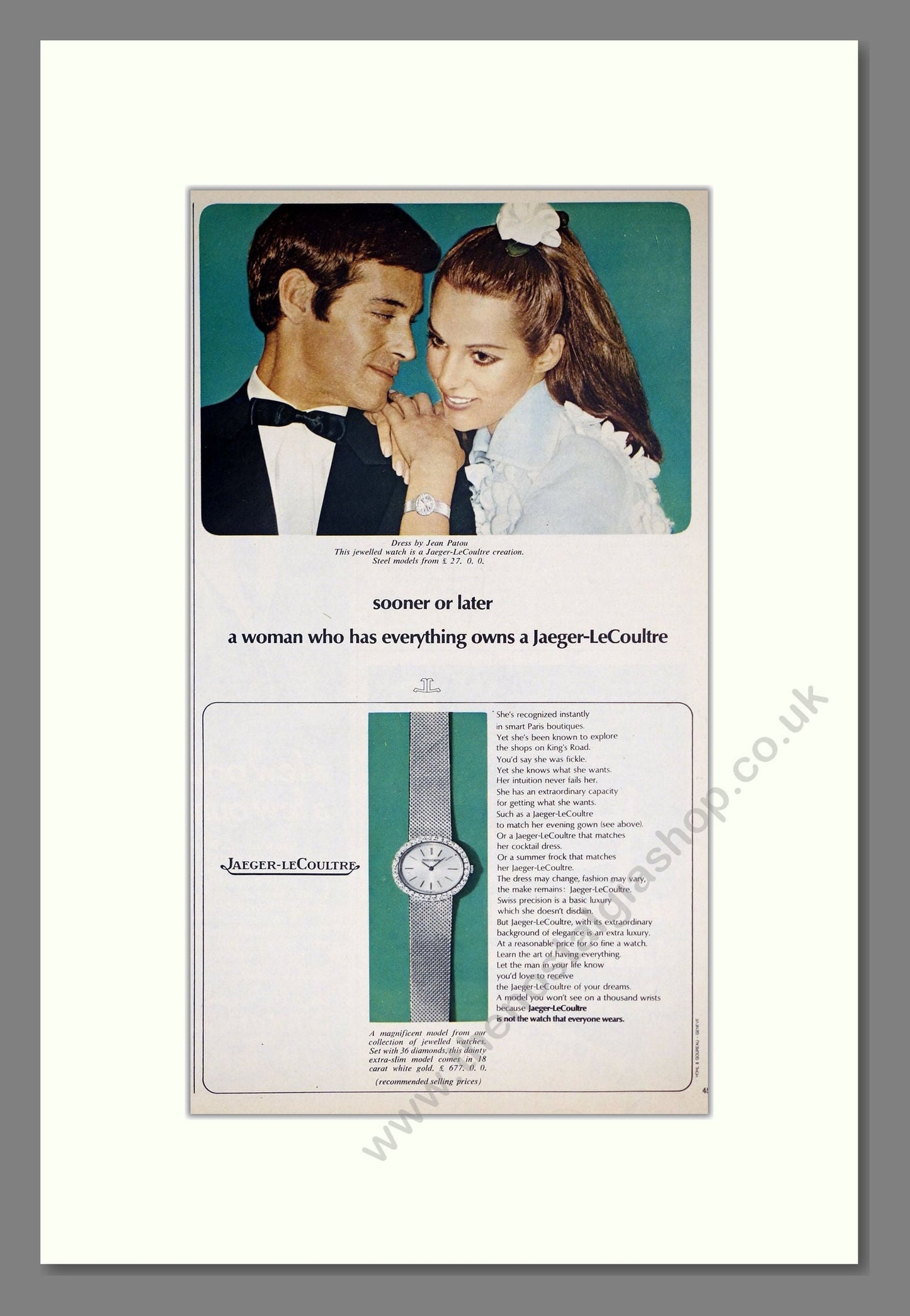 Jaeger LeCoultre - Ladies Watches. Vintage Advert 1969 (ref AD303599)