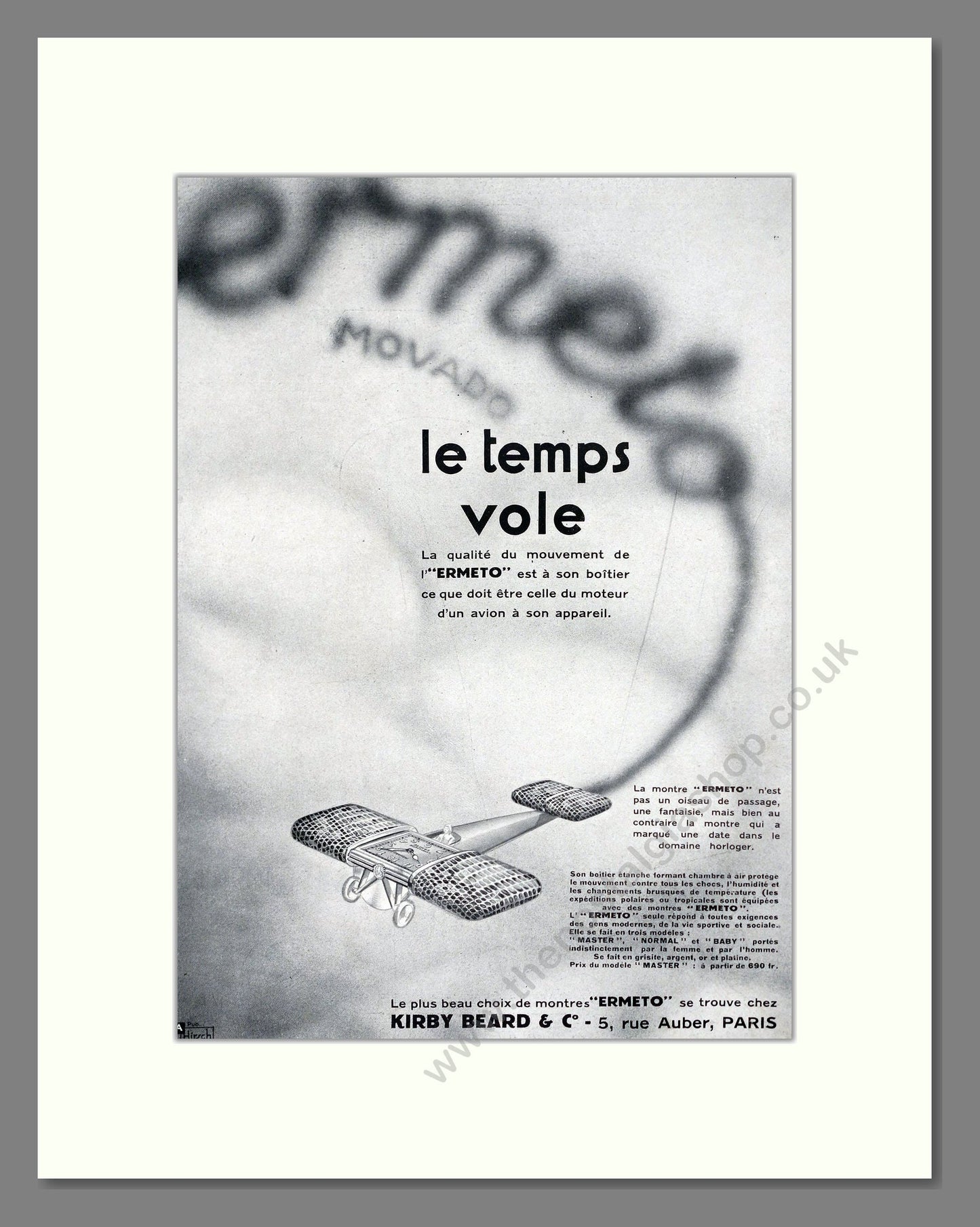Ermeto - Le Temps Vole. Vintage Advert 1930 (ref AD303614)