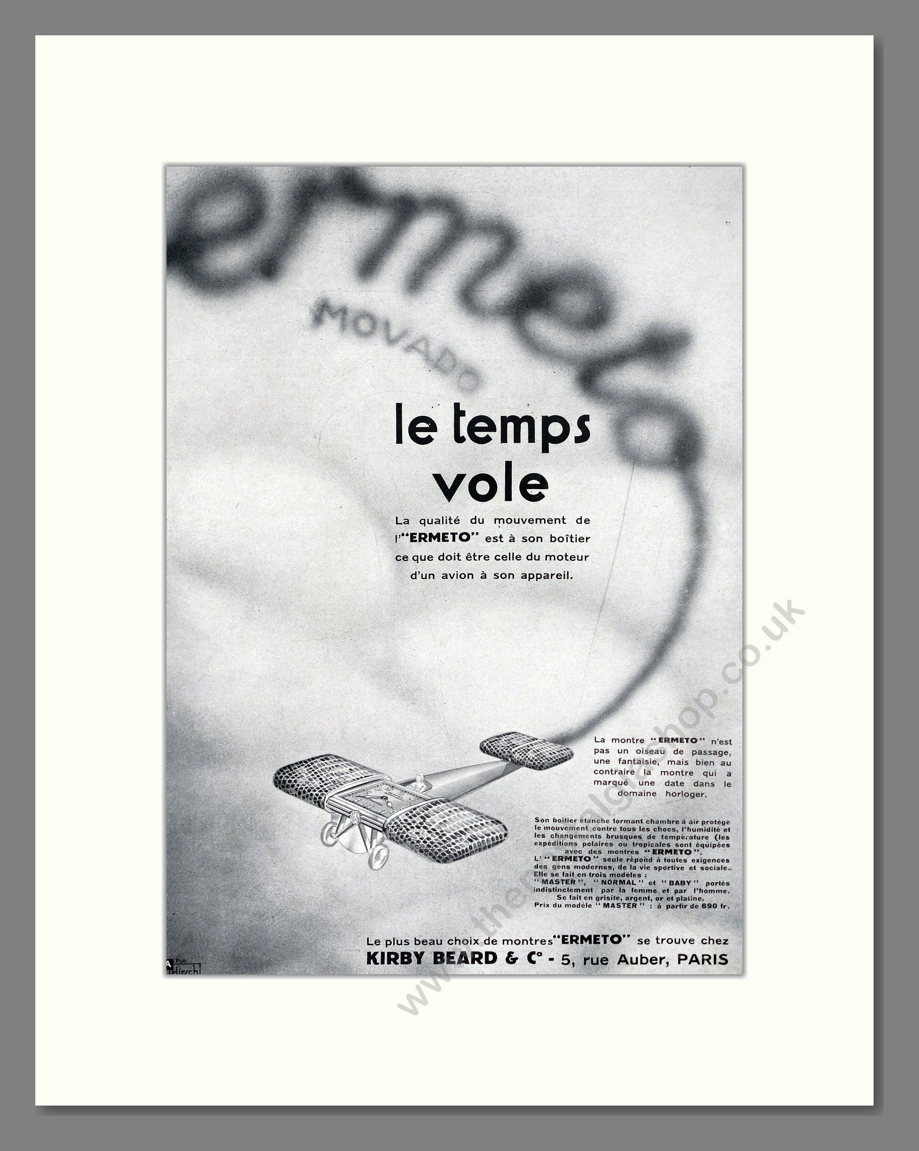 Ermeto - Le Temps Vole. Vintage Advert 1930 (ref AD303614)