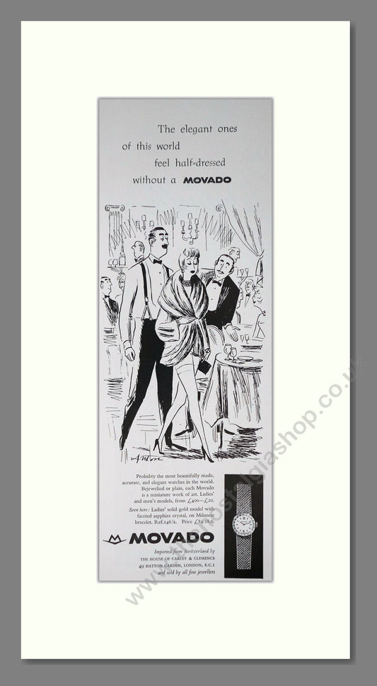 Movado - Ladies Watches. Vintage Advert 1960 (ref AD201552)