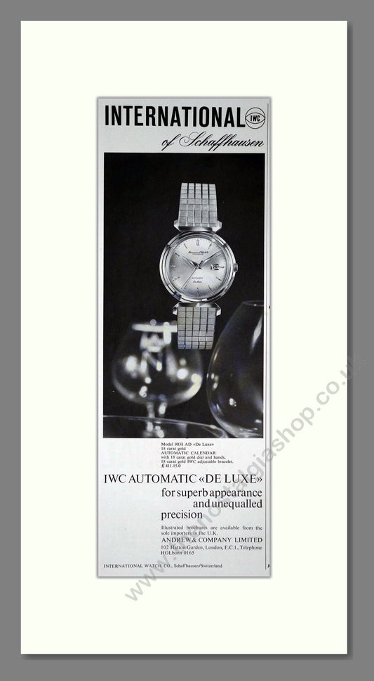 International - IWC Automatic Deluxe. Vintage Advert 1963 (ref AD201563)