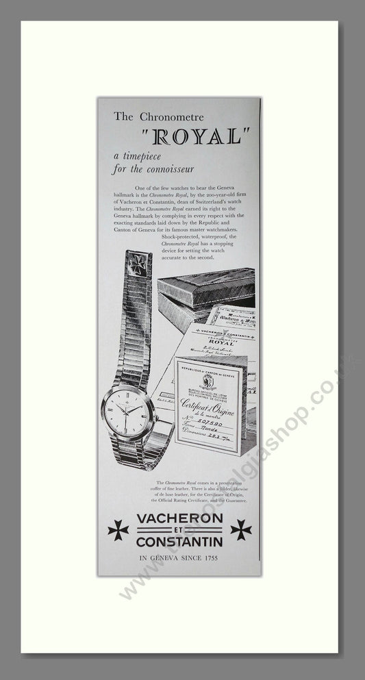 Vacheron Et Constantin - Royal Chronometre. Vintage Advert 1959 (ref AD201566)
