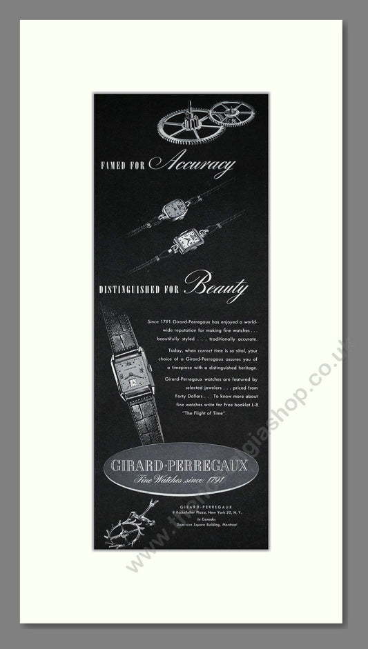 Girard Perrecaux - Fine Watches. Vintage Advert 1945 (ref AD201570)