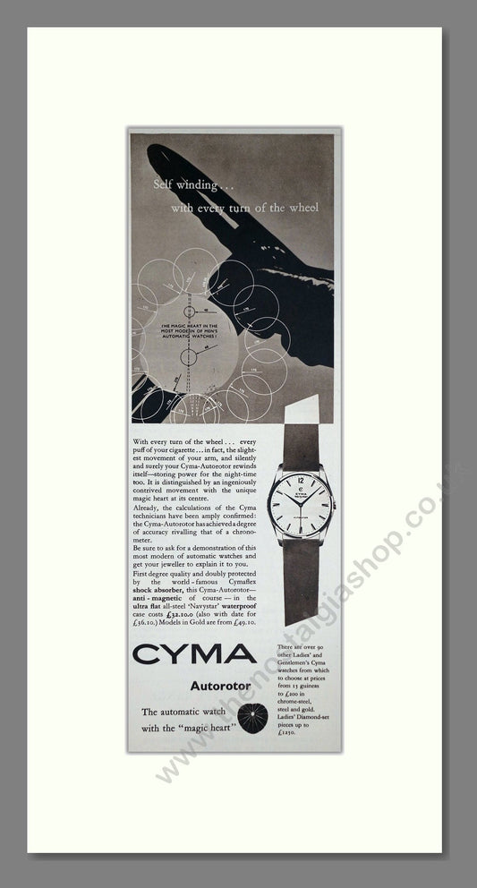 Cyma - Autorotor. Vintage Advert 1957 (ref AD201575)