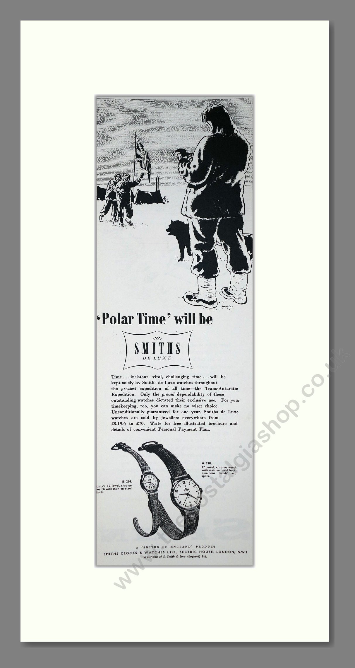 Smiths - Polar Time. Vintage Advert 1956 (ref AD201579)
