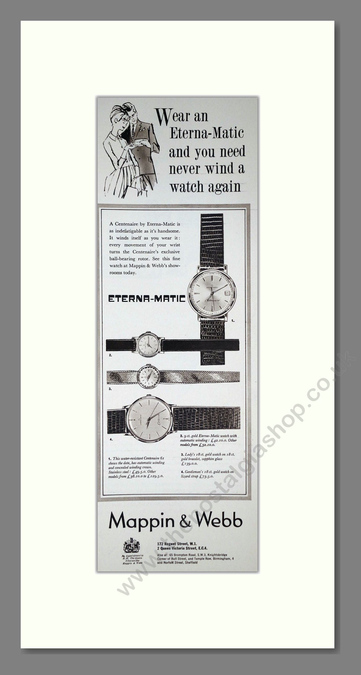 Eternamatic - At Mappin And Webb. Vintage Advert 1962 (ref AD201580)