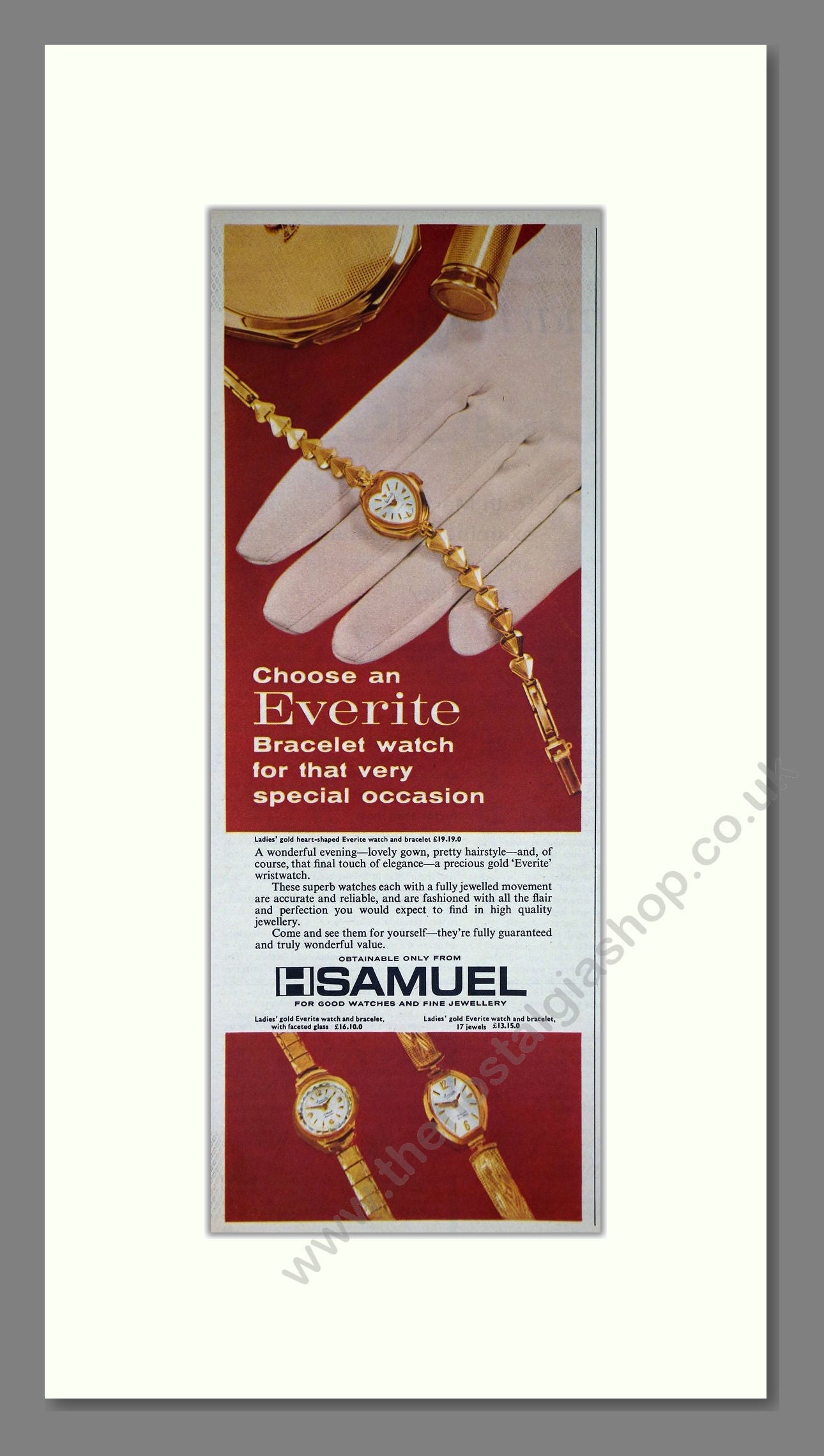 Everite - Bracelet Watch. Vintage Advert 1963 (ref AD201584)