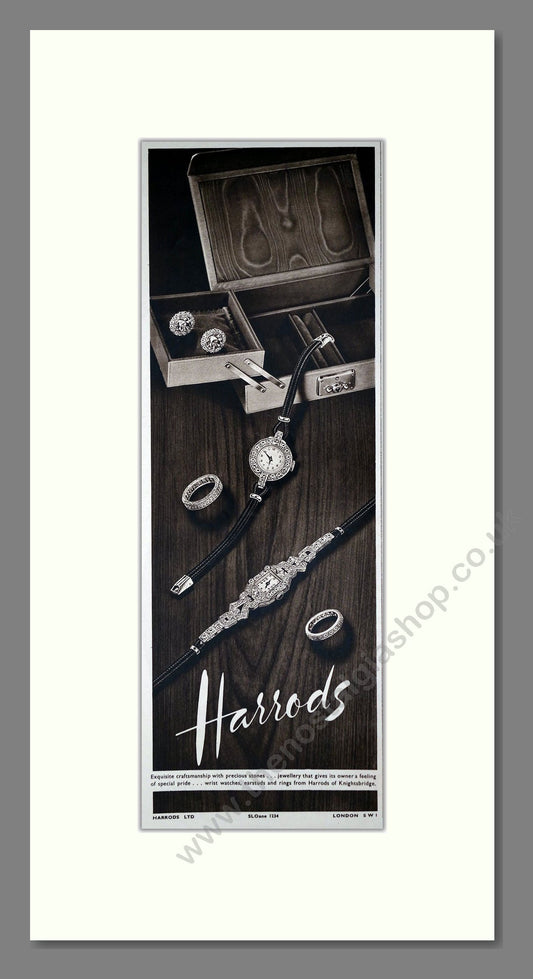 Harrods - Diamond Watches. Vintage Advert 1957 (ref AD201587)