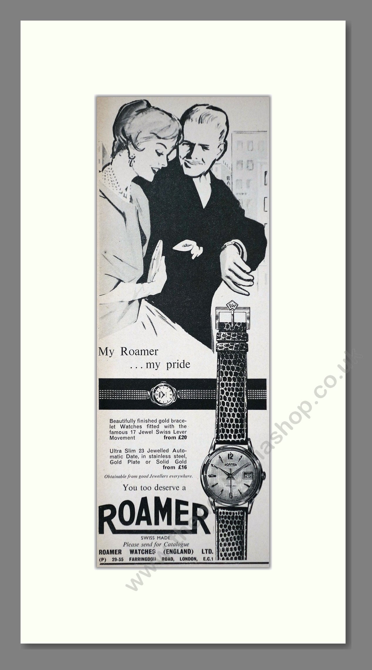 Roamer Watches. Original Advert 1961 (ref AD400227)