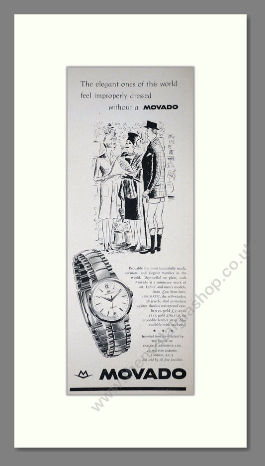 Movado Kingmatic Watches. Original Advert 1961 (ref AD400229)
