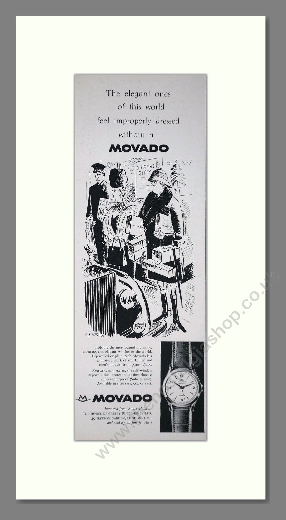 Movado Kingmatic Watches. Original Advert 1960 (ref AD400230)