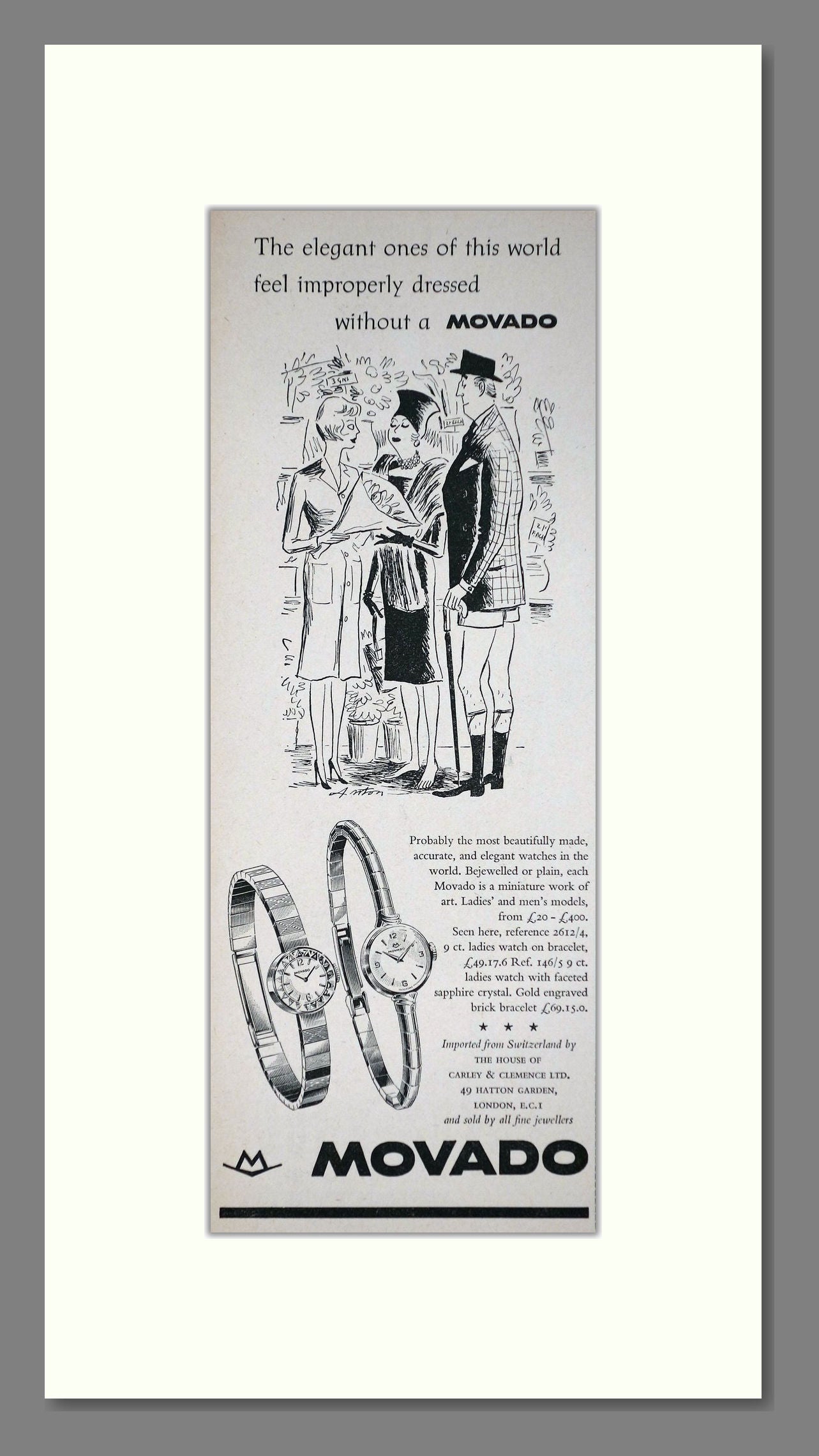 Movado Ladies Watches. Original Advert 1961 (ref AD400235)