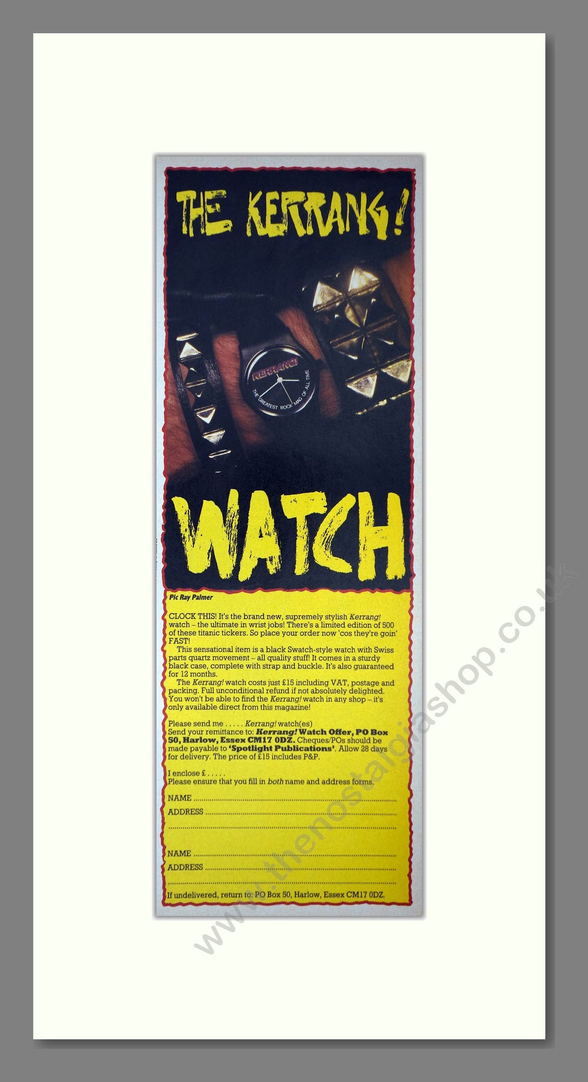 Kerrang Watch. Original Advert 1987 (ref AD400241)
