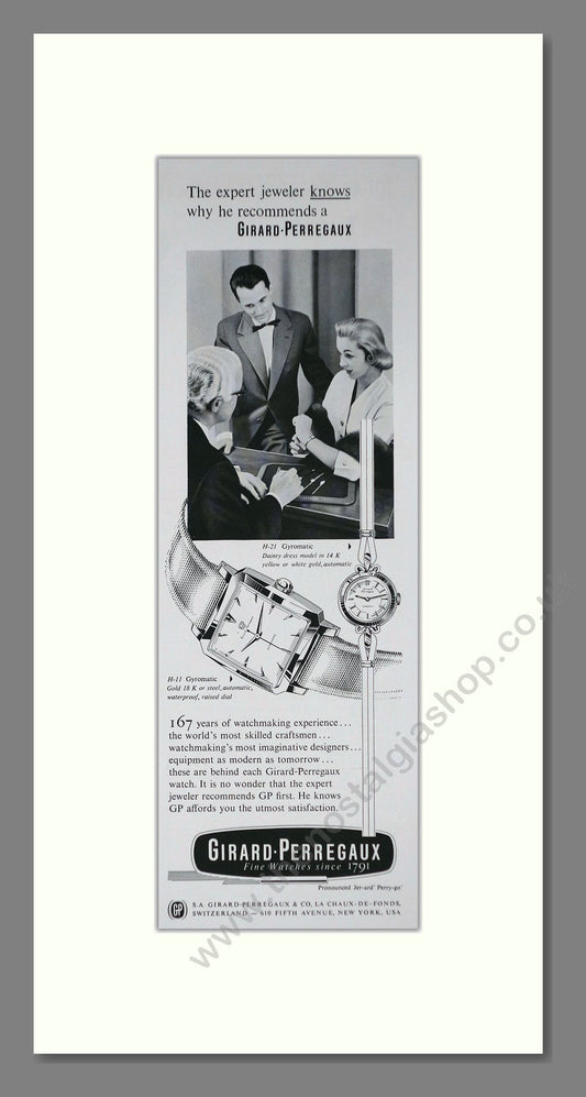 Girard-Perregaux Watch. Original Advert 1957 (ref AD400243)