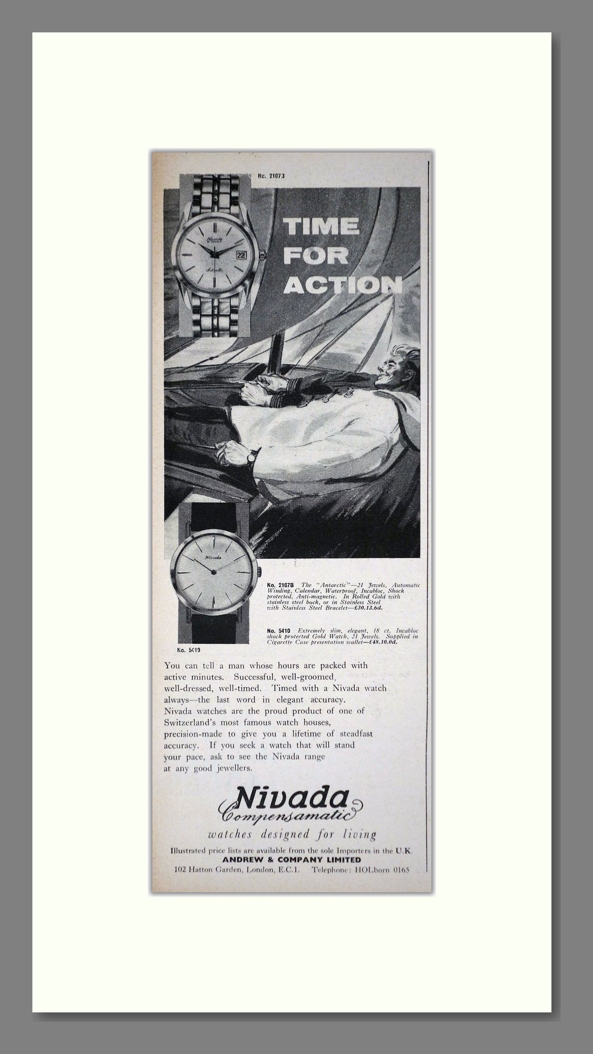 Nivada Compensamatic Watches. Original Advert 1961 (ref AD400247)