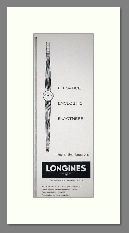 Longines Ladies Watches. Original Advert 1960 (ref AD400250)