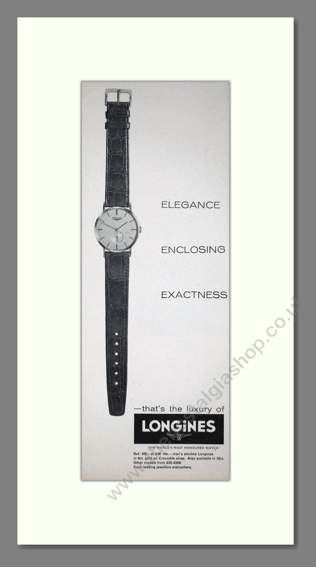 Longines Watches. Original Advert 1961 (ref AD400249)
