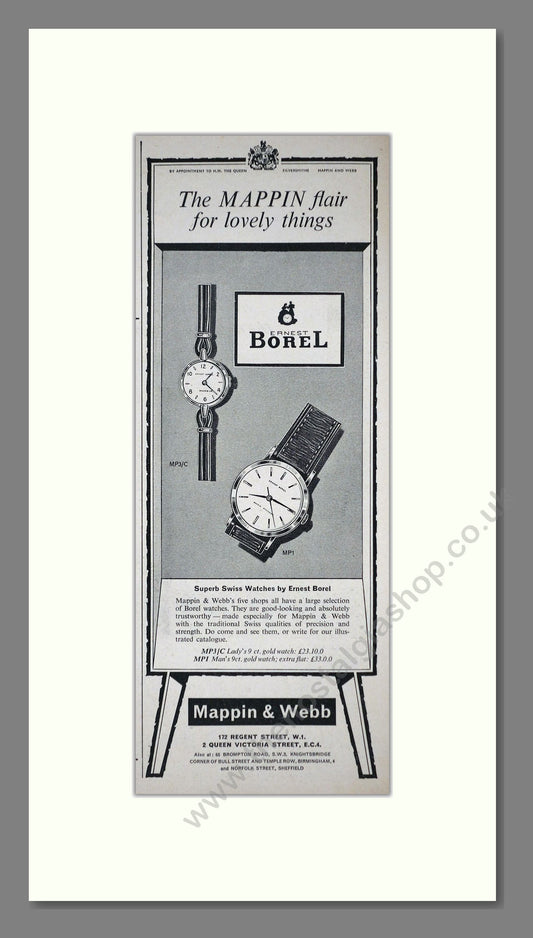Ernest Borel Watches. Original Advert 1961 (ref AD400254)
