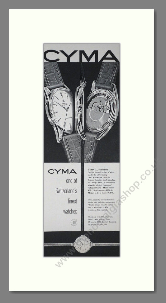 CYMA Autoroter Watch. Original Advert 1961 (ref AD400257)