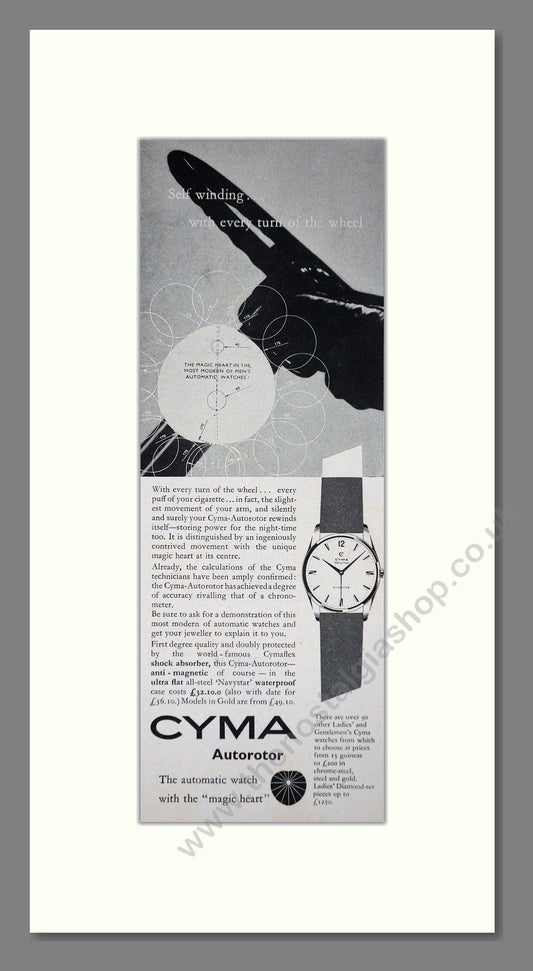 CYMA Autoroter Watch. Original Advert 1960 (ref AD400258)