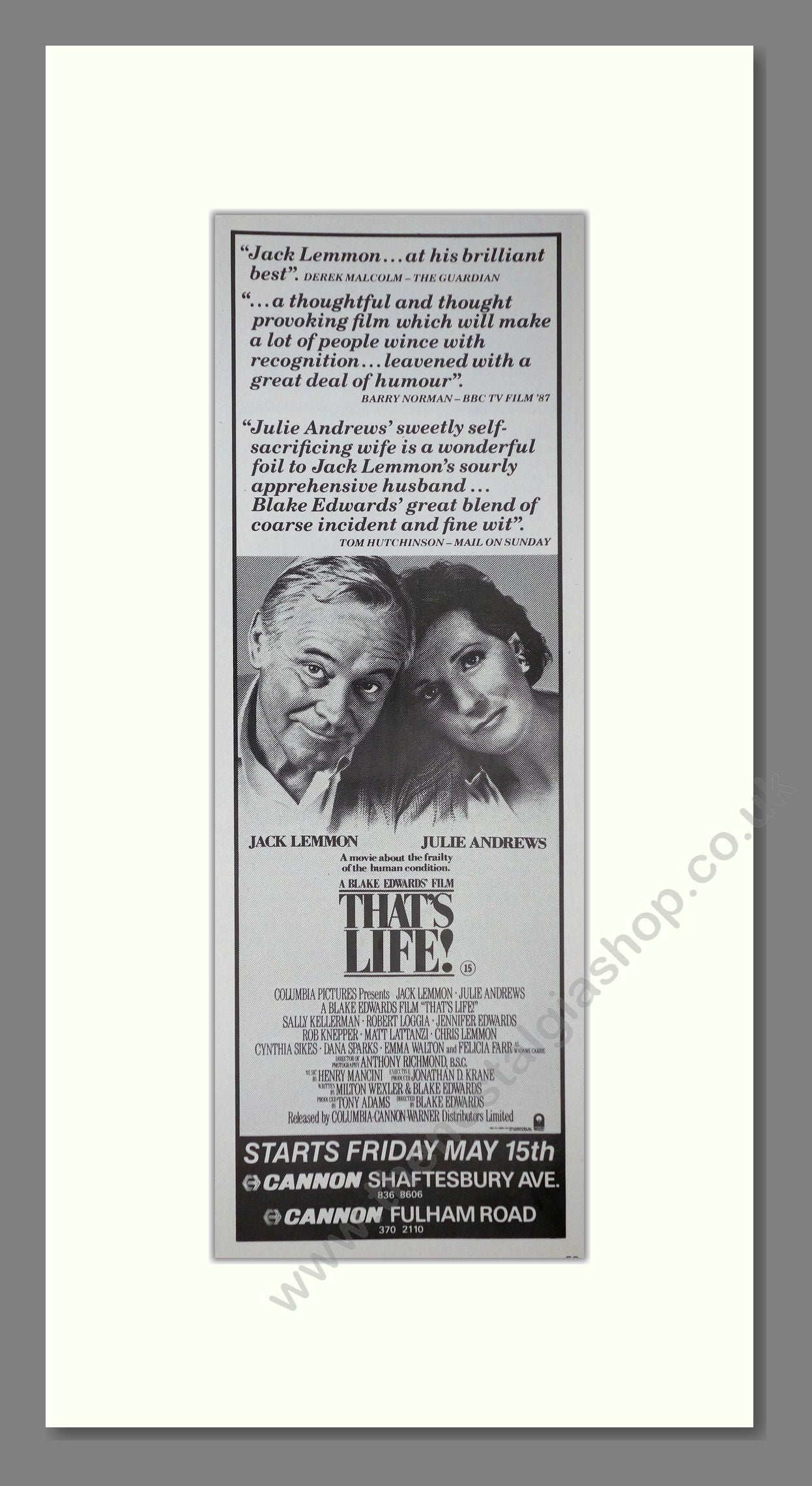That's Life. Jack Lemmon. Original Advert 1987 (ref AD400182)