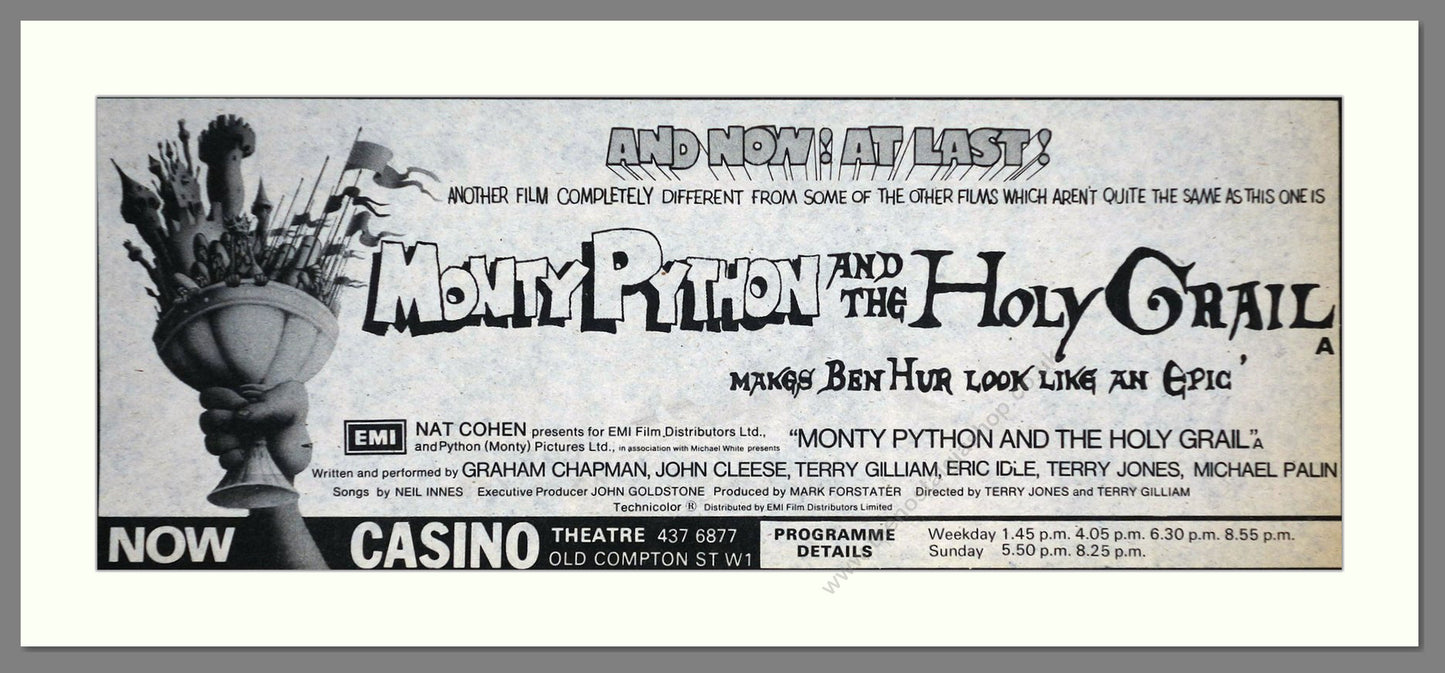 Monty Python and the Holy Grail. Original Advert 1975 (ref AD400185)