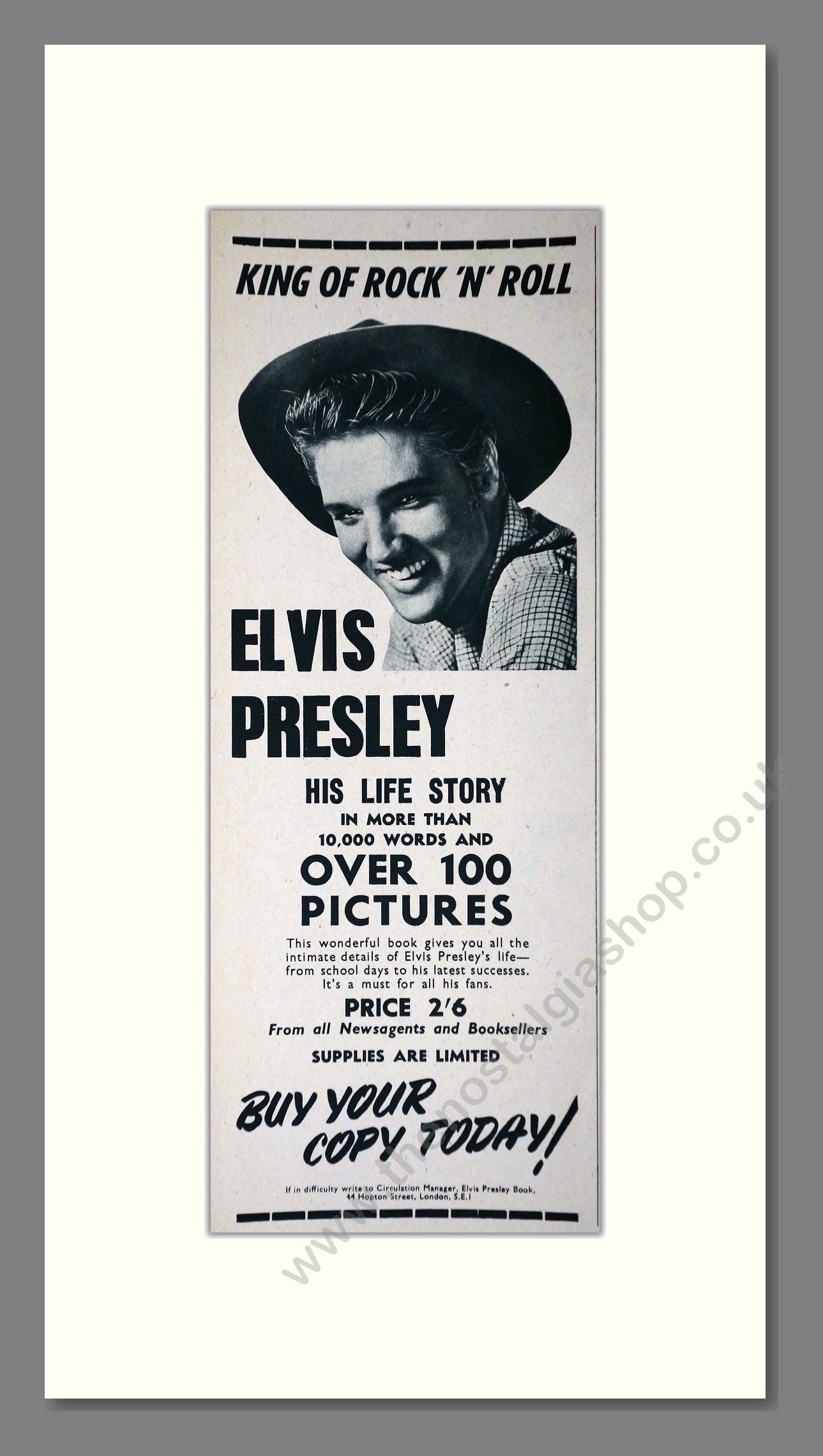 Elvis Presley. His Life Story. Original Advert 1957 (ref AD400199)