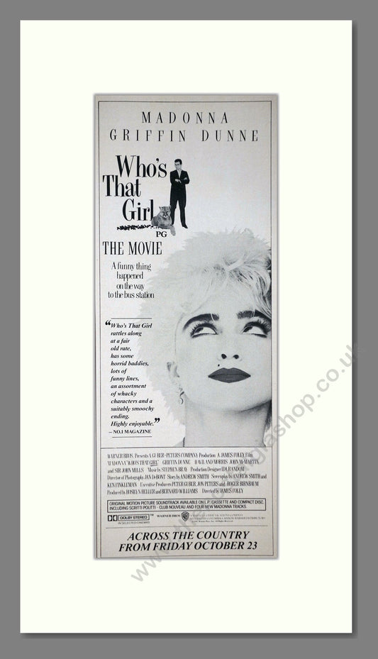 Who's That Girl. Madonna. Original Advert 1987 (ref AD400206)
