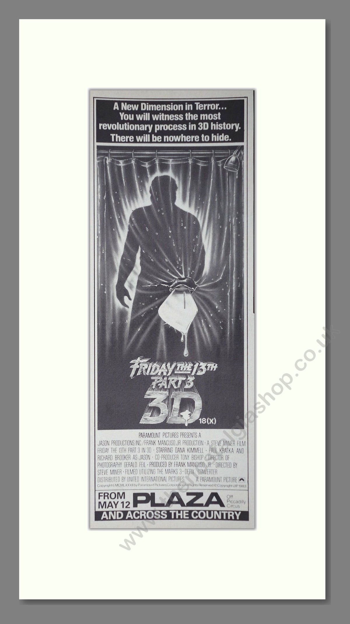 Friday The 13th Part 3, 3D. Original Advert 1983 (ref AD400276)