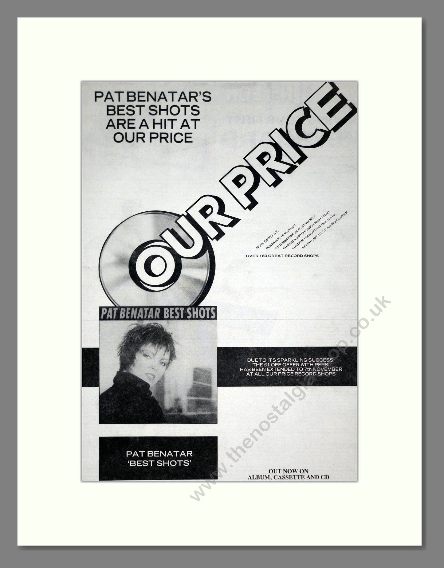 Pat Benatar - Best Shots. Vintage Advert 1987 (ref AD20805)