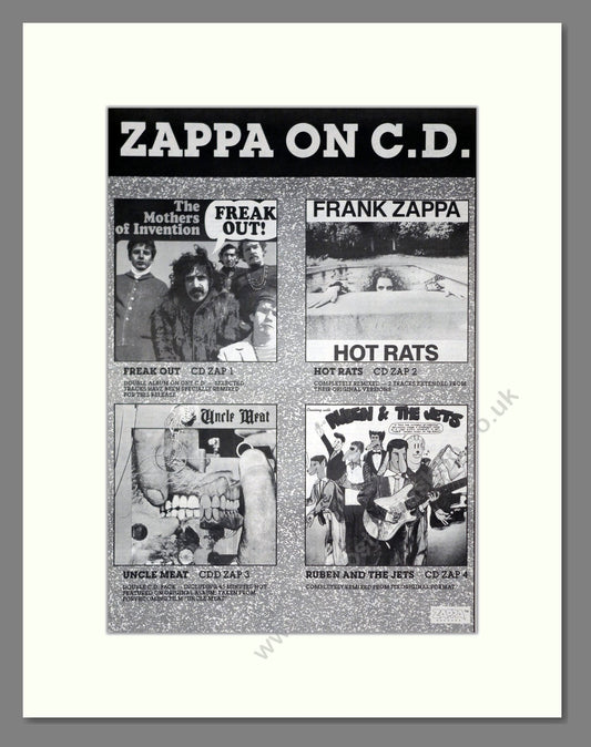 Frank Zappa - Various Albums. Vintage Advert 1987 (ref AD20808)