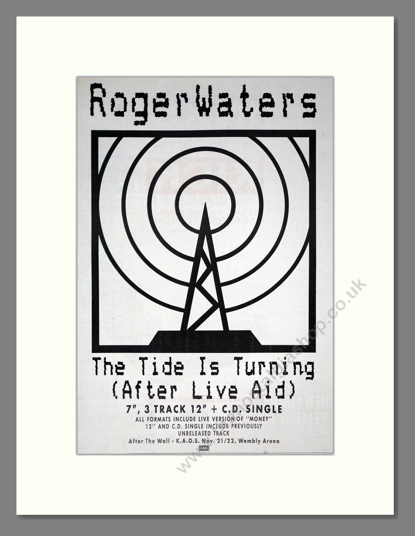 Roger Waters - The Tide Is Turning. Vintage Advert 1987 (ref AD20812)