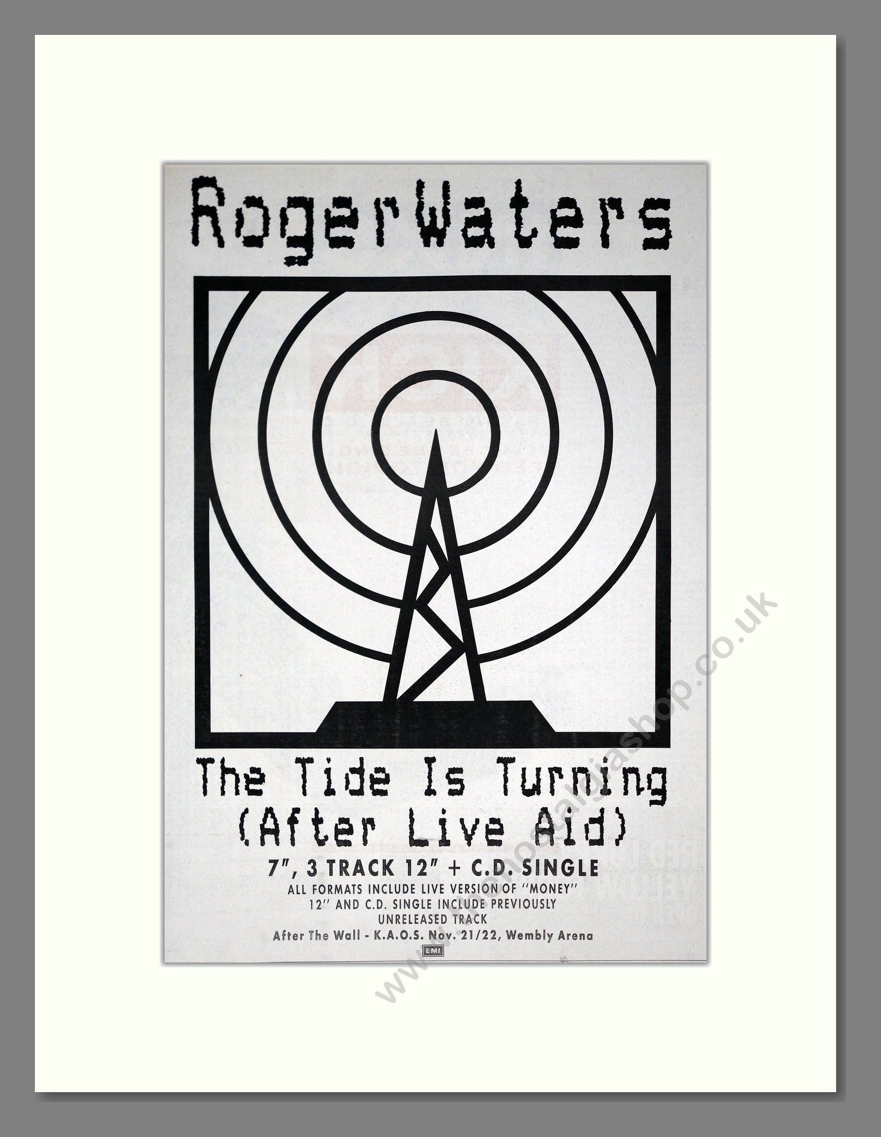 Roger Waters - The Tide Is Turning. Vintage Advert 1987 (ref AD20812)