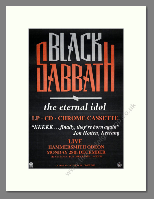 Black Sabbath - The Eternal Idol. Vintage Advert 1987 (ref AD20813)