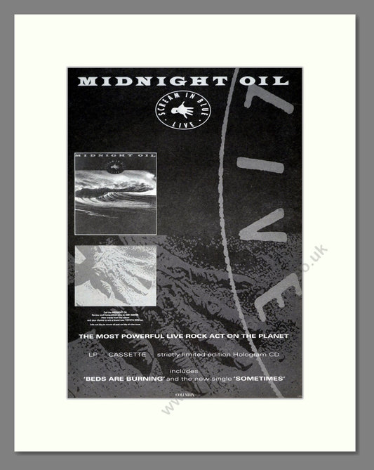 Midnight Oil - Scream In Blue Live. Vintage Advert 1992 (ref AD20821)