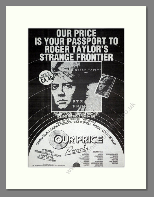 Roger Taylor (Queen) - Strange Frontier. Vintage Advert 1984 (ref AD20823)