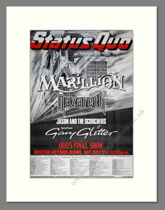 Status Quo - MK Bowl Final Show. Vintage Advert 1984 (ref AD20826)