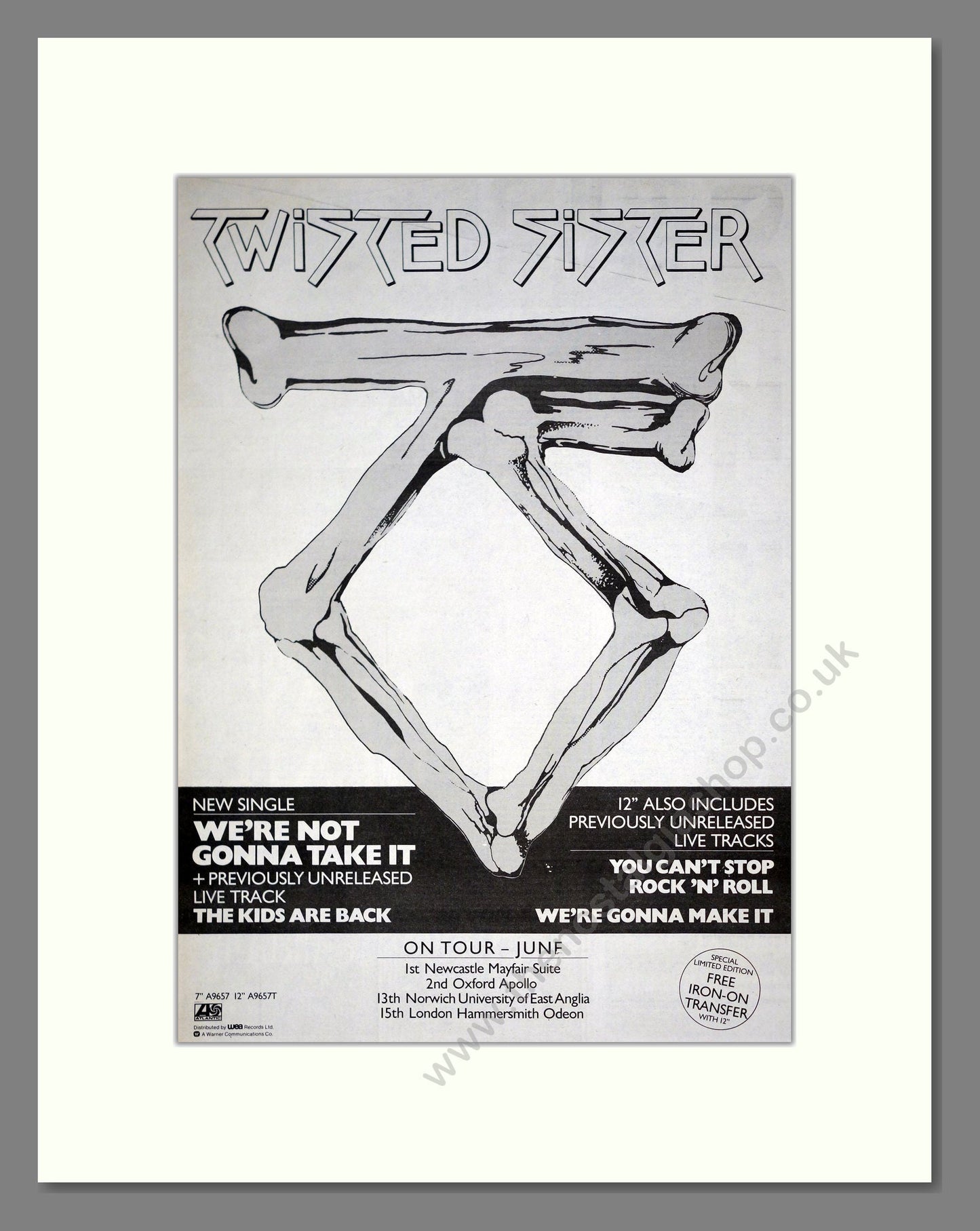 Twisted Sister - We're Not Going To Take It. Vintage Advert 1984 (ref AD20827)