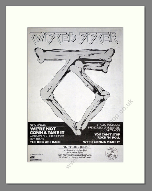 Twisted Sister - We're Not Going To Take It. Vintage Advert 1984 (ref AD20827)