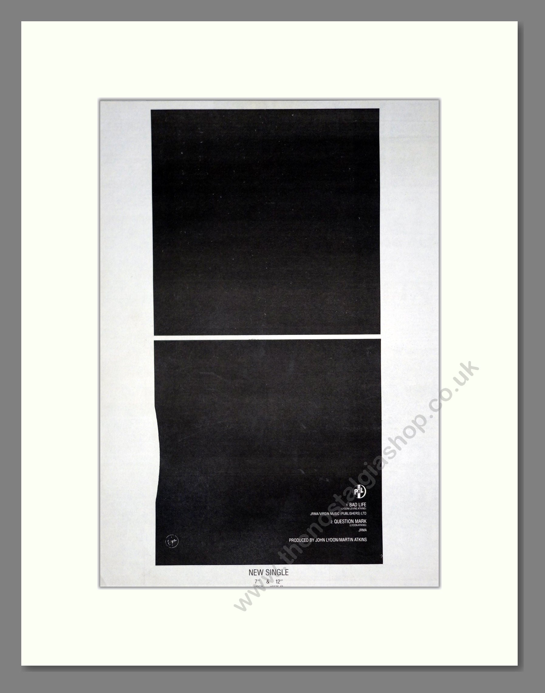 Public Image Limited - Bad Life. Vintage Advert 1984 (ref AD20833)